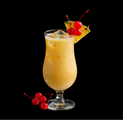 Ron blanco, mangaroca, zumo natural de piña. Pídelo sin alcohol.